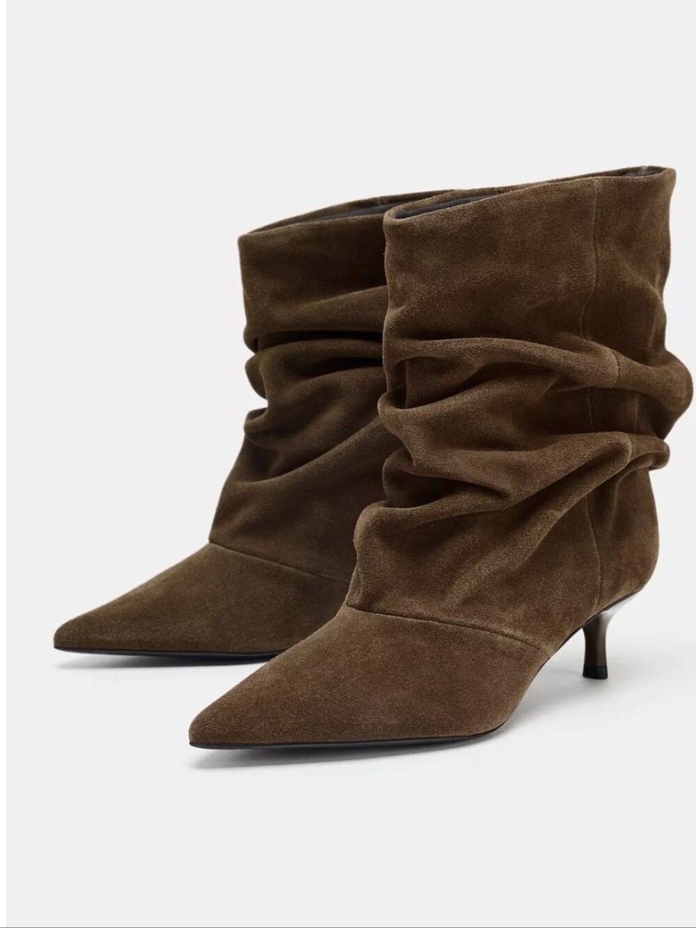 ZARA RUCHED SUEDE ANKLE BOOTS: 3100/610/709